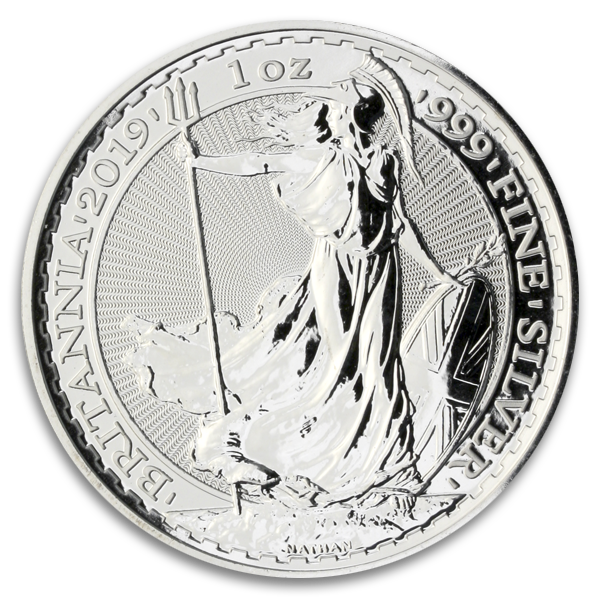 Any Date 1 oz British Silver Britannia Coin (BU, Dates Vary)