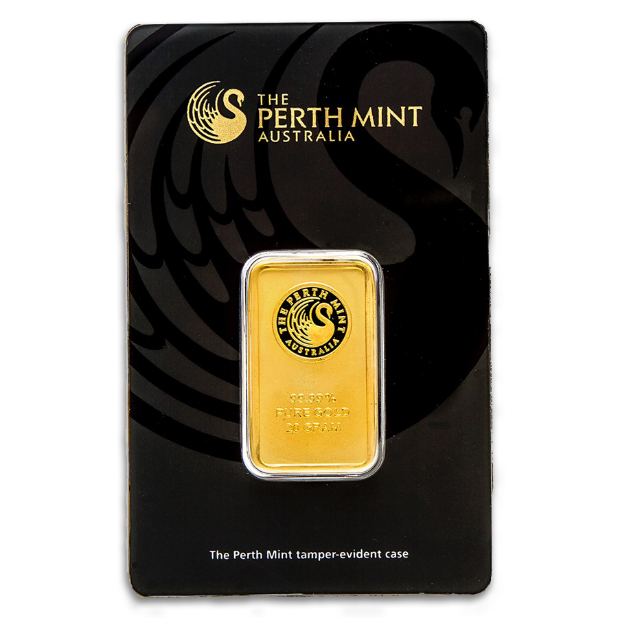 20 gram Perth Mint Gold Bar (New w/assay, Types Vary)