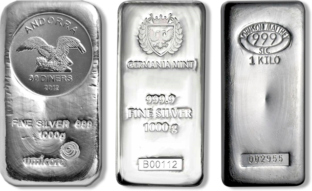 1 Kilo Silver Bar (Types and Conditions Vary)
