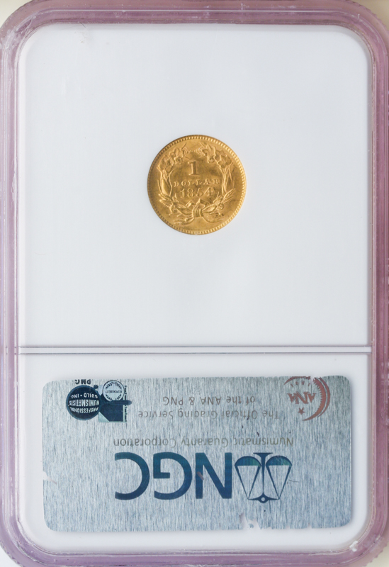 1854 $1 gold Type 2 NGC MS63