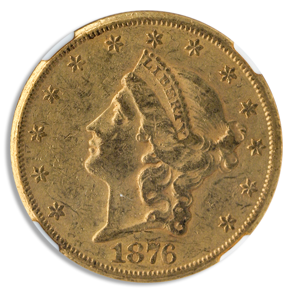 1876-CC $20 Liberty Gold Coin NGC AU55 CAC
