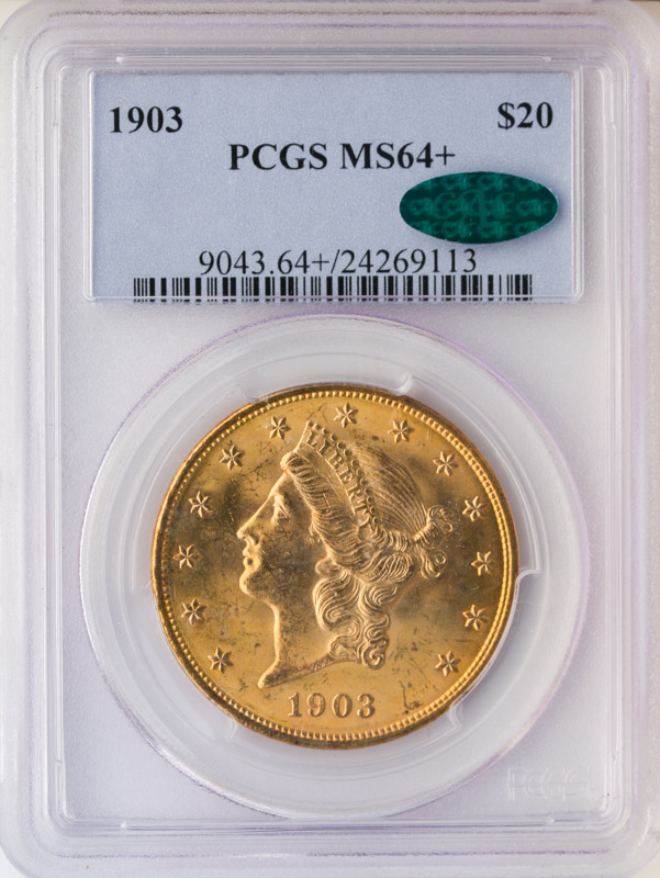 1903 $20 Liberty Gold Coin PCGS Mint State 64 (MS64) CAC +