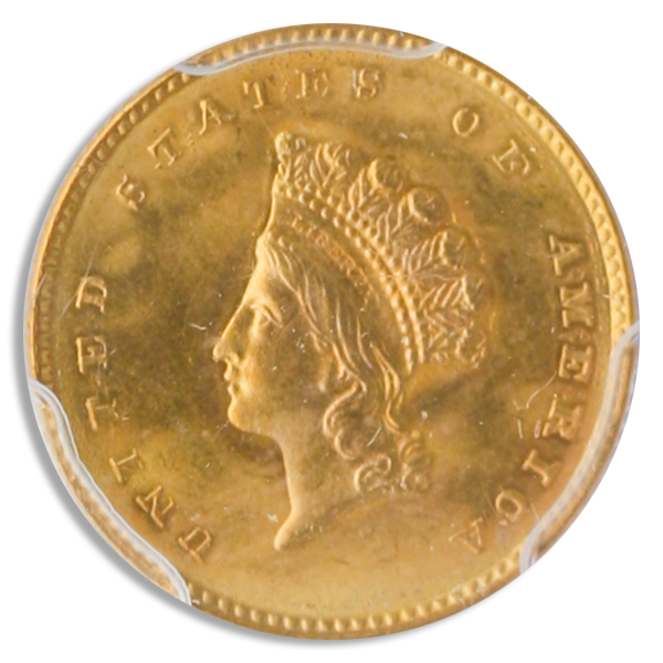 1854 Gold $1 Type 2 PCGS MS66 CAC 1854 Gold $1 Type 2 PCGS MS66 CAC
