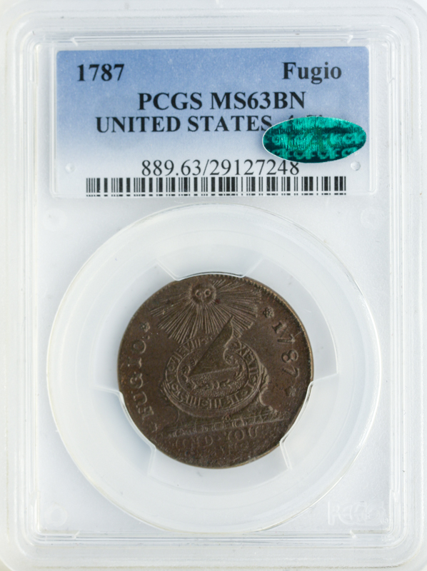 1787 FUGIO Cent US PCGS MS63 Brown CAC 1787 FUGIO Cent US PCGS MS63 Brown CAC