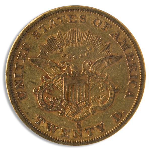 1857-S $20 Liberty NGC XF45 CAC 1857-S $20 Liberty NGC XF45 CAC