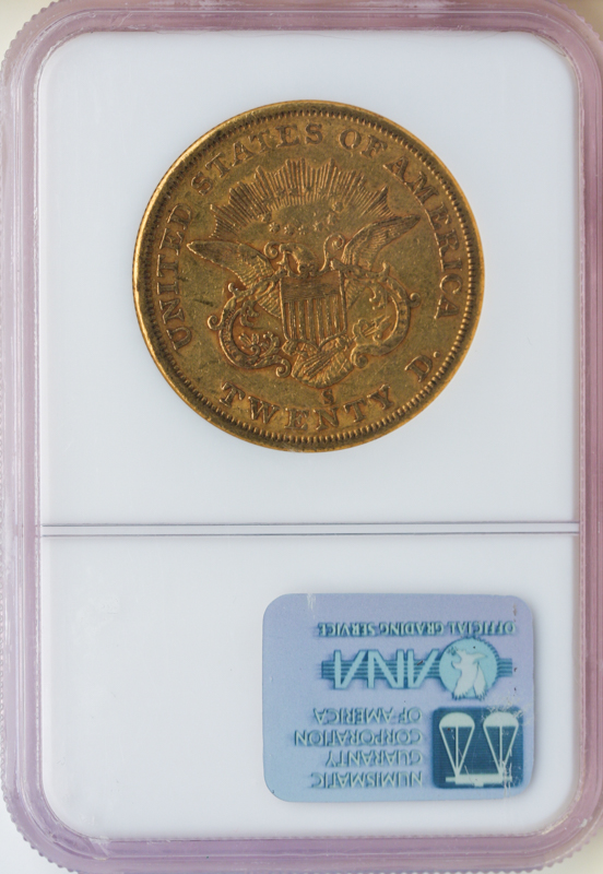 1857-S $20 Liberty NGC XF45 CAC