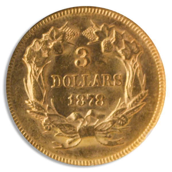 1878 $3 Indian Princess NGC MS62 CAC