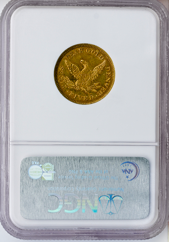 1860 $5 Clark Gruber NGC MS62 CAC 1860 $5 Clark Gruber NGC MS62 CAC