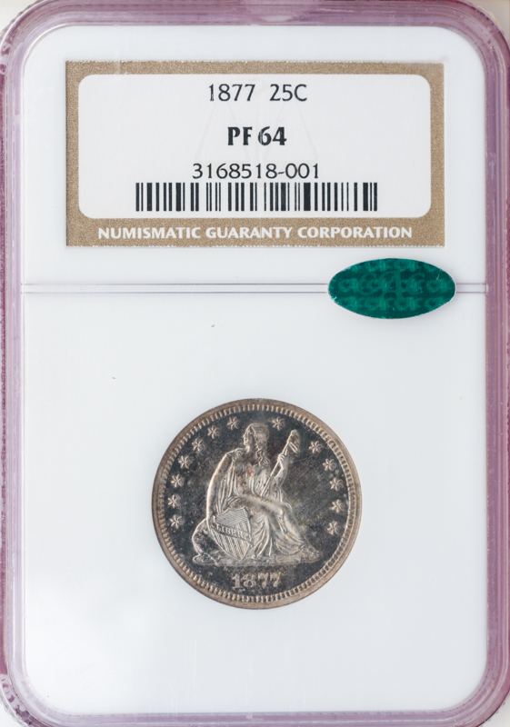 1877 Std Liberty Quarter NGC PR64 CAC 1877 Std Liberty Quarter NGC PR64 CAC