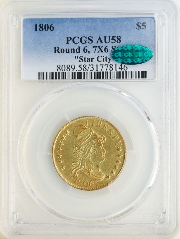 1806 $5 Draped Bust 7X6 PCGS AU58 CAC 1806 $5 Draped Bust 7X6 PCGS AU58 CAC