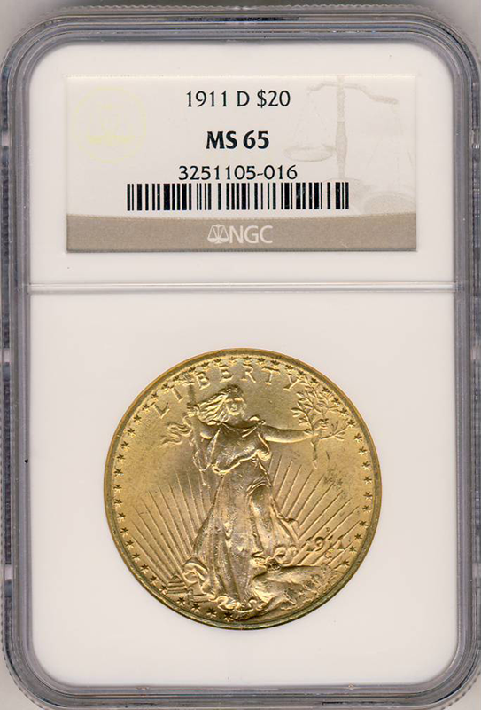 1911-D $20 Saint Gaudens NGC MS65 1911-D $20 Saint Gaudens NGC MS65