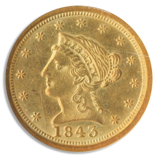 $2 1/2 LIBERTY 1843-O L N