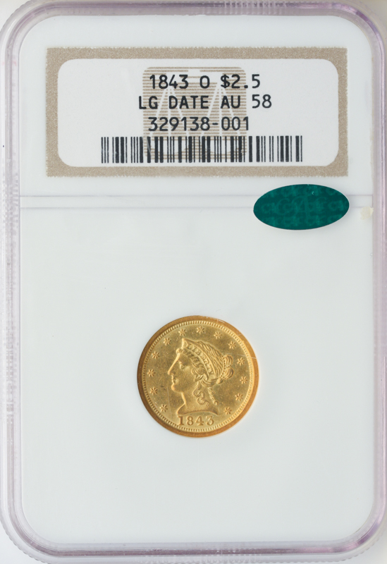 $2 1/2 LIBERTY 1843-O L N $2 1/2 LIBERTY 1843-O L N