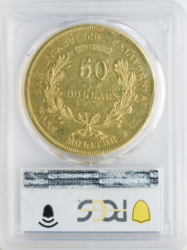 1855 $50 Wass, Molitor and Company PCGS AU55 1855 $50 Wass, Molitor and Company PCGS AU55