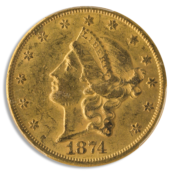 1874-CC $20 Liberty PCGS AU58 CAC