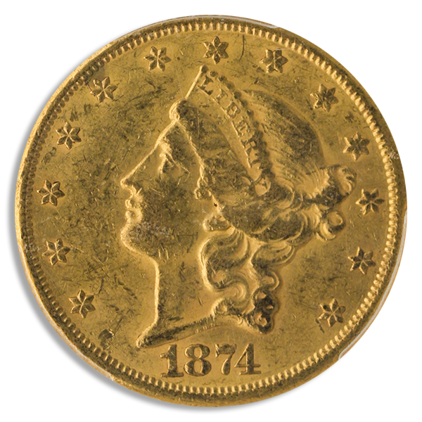 1874-CC $20 Liberty PCGS AU58 CAC 1874-CC $20 Liberty PCGS AU58 CAC
