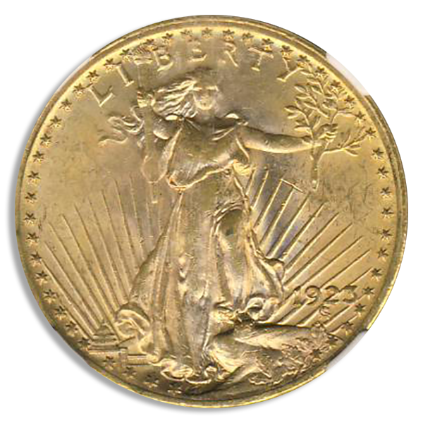 1923 $20 Saint Gaudens NGC MS62 CAC