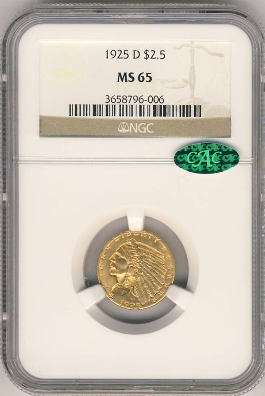 1925-D $2.50 Indian NGC MS65 CAC 1925-D $2.50 Indian NGC MS65 CAC