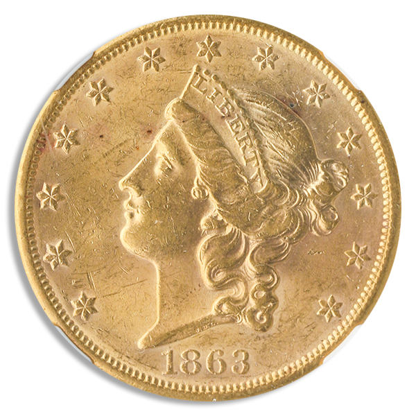 1863-S $20 Liberty NGC MS62 CAC 1863-S $20 Liberty NGC MS62 CAC