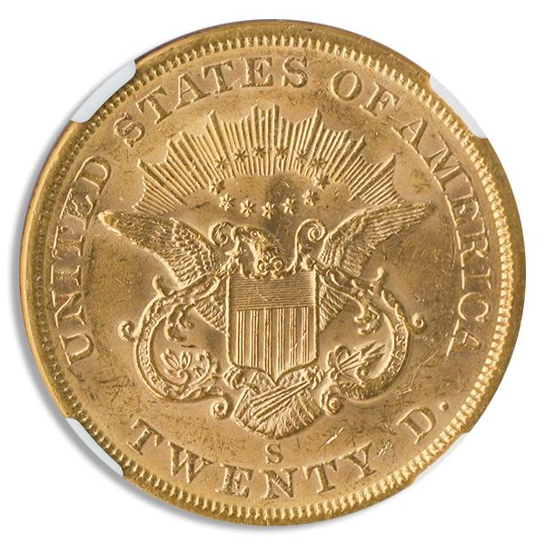 1863-S $20 Liberty NGC MS62 CAC 1863-S $20 Liberty NGC MS62 CAC