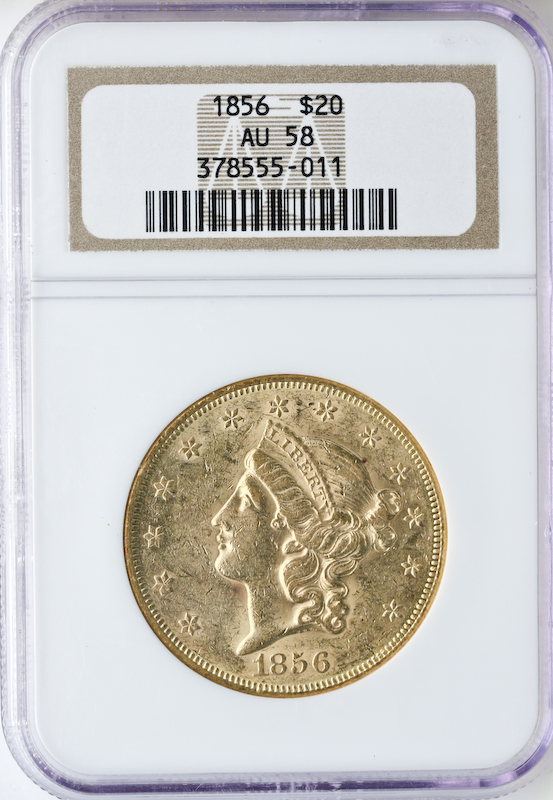 1856 $20 Liberty NGC AU58