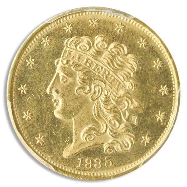 1835 $5 Classic Head PCGS MS63 CAC + 1835 $5 Classic Head PCGS MS63 CAC +