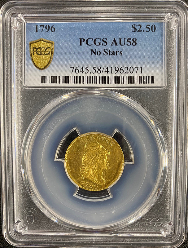 1796 $2.50 Draped Bust No Stars PCGS AU58 1796 $2.50 Draped Bust No Stars PCGS AU58