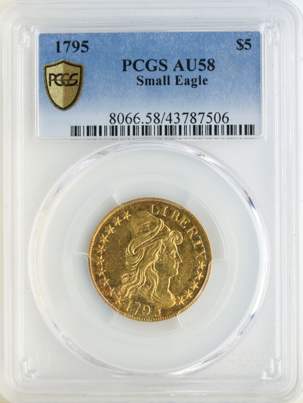 1795 $5 Draped Bust Small Eagle PCGS AU58 1795 $5 Draped Bust Small Eagle PCGS AU58
