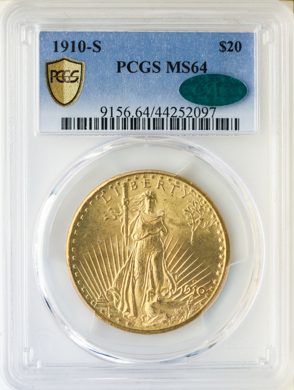 1910-S $20 Saint Gaudens PCGS MS64 CAC