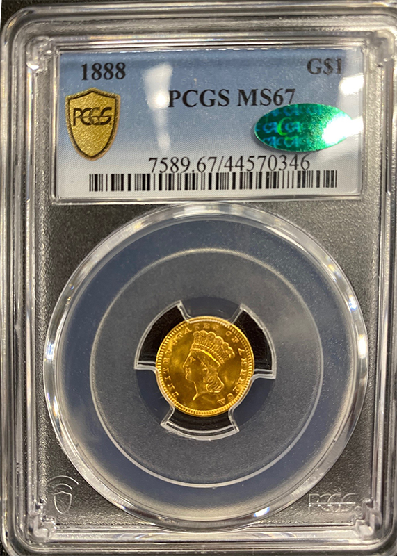 1888 Gold $1 PCGS MS67 CAC