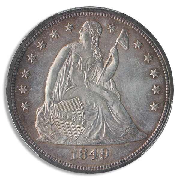 1849 Seated Liberty $1 PCGS MS64 CAC 1849 Seated Liberty $1 PCGS MS64 CAC
