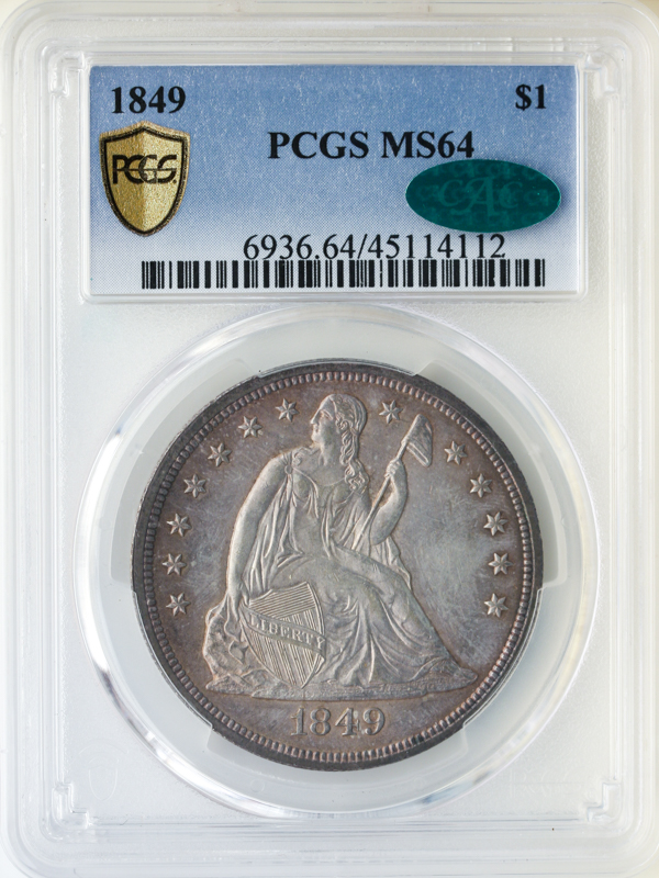 1849 Seated Liberty $1 PCGS MS64 CAC 1849 Seated Liberty $1 PCGS MS64 CAC