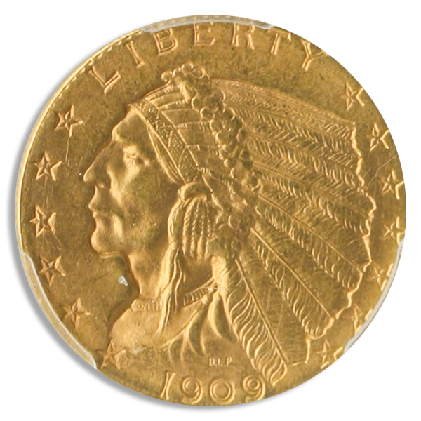 1909 $2 1/2 Indian PCGS MS64 CAC 1909 $2 1/2 Indian PCGS MS64 CAC