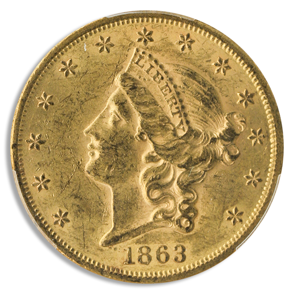 1863 $20 Liberty PCGS MS61 CAC 1863 $20 Liberty PCGS MS61 CAC