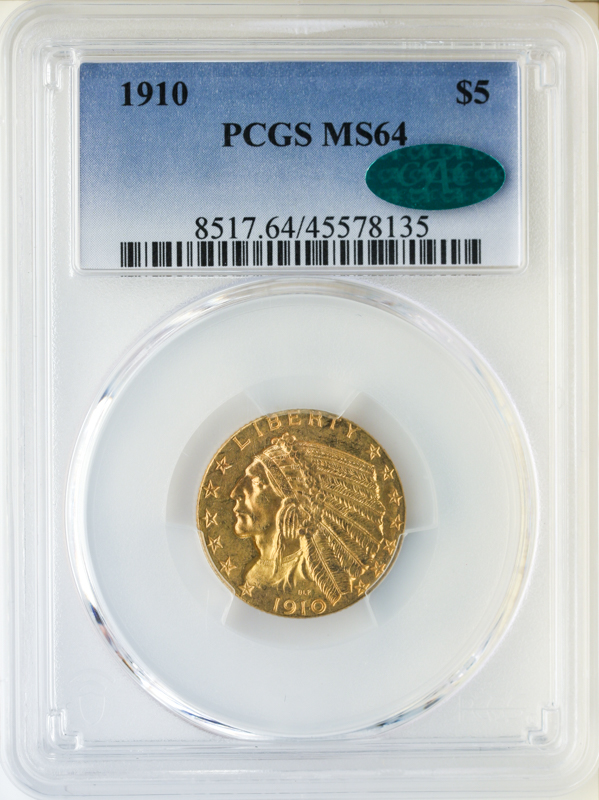 1910 $5 Indian PCGS MS64 CAC