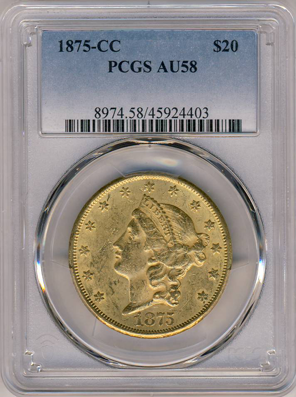 1875-CC $20 Liberty PCGS AU58 1875-CC $20 Liberty PCGS AU58