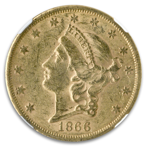 1866-S $20 Liberty W/M NGC AU55 CAC 1866-S $20 Liberty W/M NGC AU55 CAC