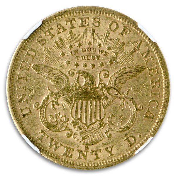 1866-S $20 Liberty W/M NGC AU55 CAC 1866-S $20 Liberty W/M NGC AU55 CAC