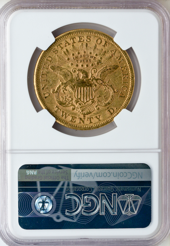 1866-S $20 Liberty W/M NGC AU55 CAC 1866-S $20 Liberty W/M NGC AU55 CAC