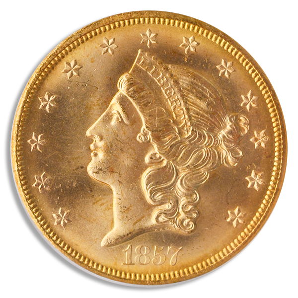 1857-S $20 Liberty S.S. Central America PCGS MS66 CAC 1857-S $20 Liberty S.S. Central America PCGS MS66 CAC