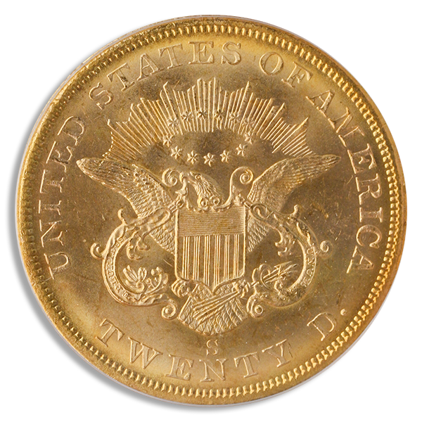 1857-S $20 Liberty S.S. Central America PCGS MS66 CAC 1857-S $20 Liberty S.S. Central America PCGS MS66 CAC