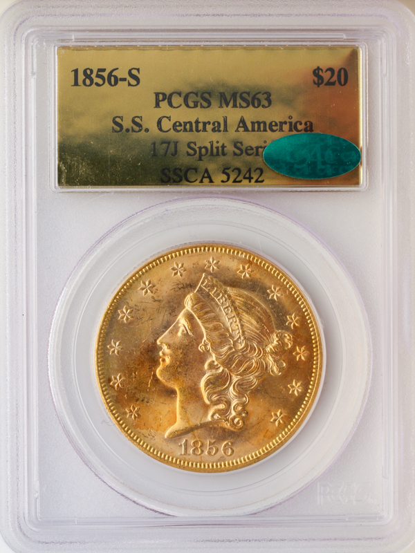 1856-S $20 Liberty SSCA Split Serif PCGS MS63 CAC 1856-S $20 Liberty SSCA Split Serif PCGS MS63 CAC
