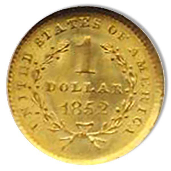 1852 $1 Gold NGC MS66 1852 $1 Gold NGC MS66