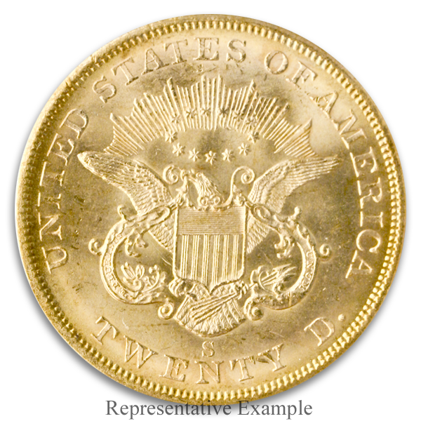 1857-S $20 Liberty SSCA PCGS MS64