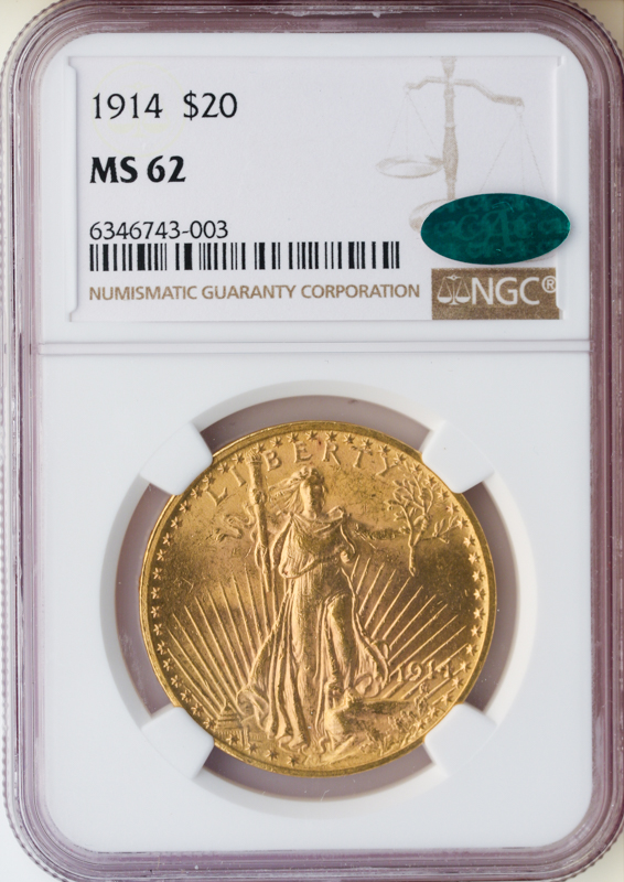1914 $20 Saint Gaudens NGC MS62 CAC 1914 $20 Saint Gaudens NGC MS62 CAC