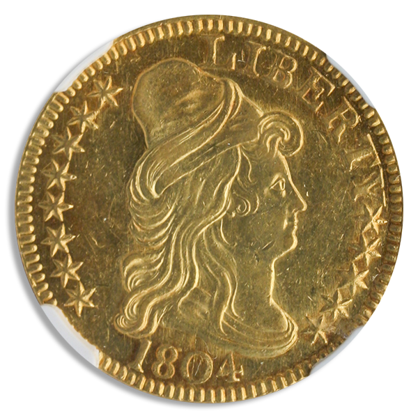 1804 $5 Draped Bust Small 8 NGC AU55 CAC 1804 $5 Draped Bust Small 8 NGC AU55 CAC