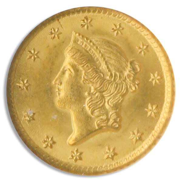 1851-O Gold $1 NGC MS65