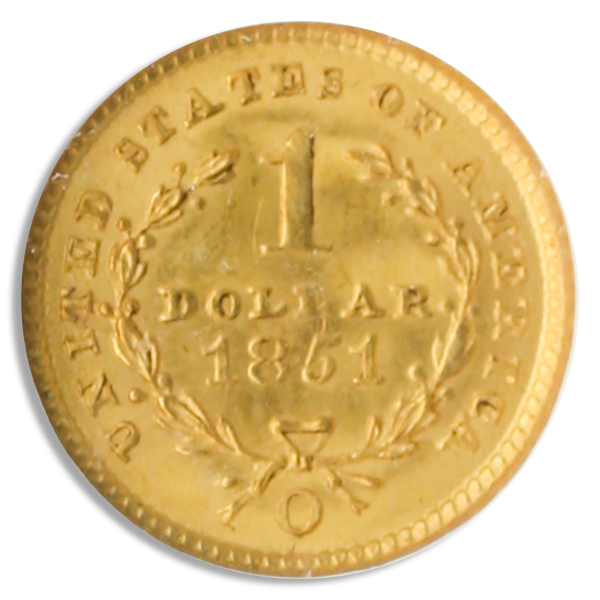1851-O Gold $1 NGC MS65