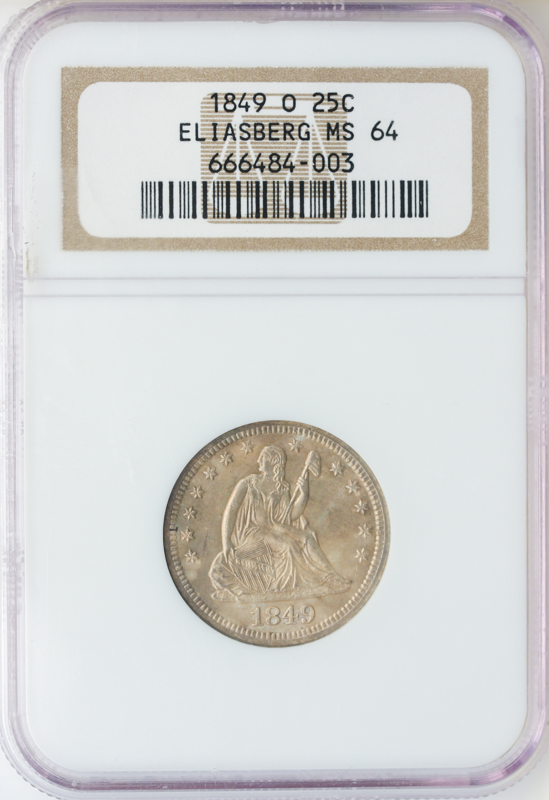 1849-O Liberty Seated Quarter Eliasberg NGC MS64 1849-O Liberty Seated Quarter Eliasberg NGC MS64