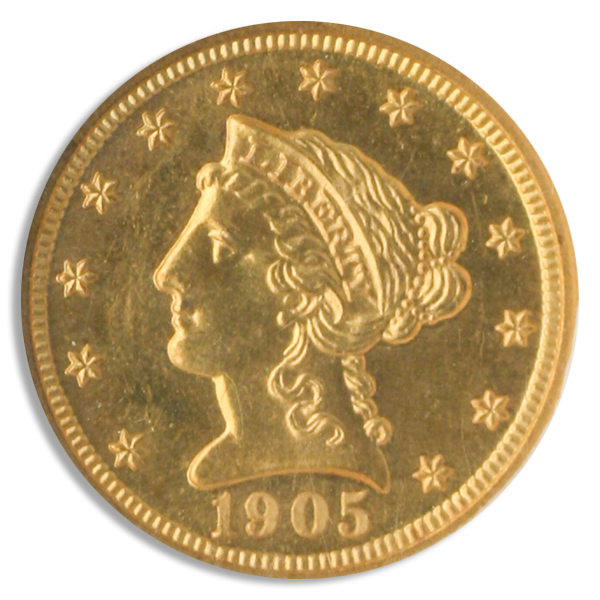 1905 $2.50 Liberty NGC PR64 CAC